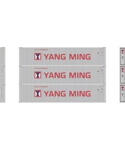Athearn HO 40' Corrugated Low Container, Yang Ming/New (3)