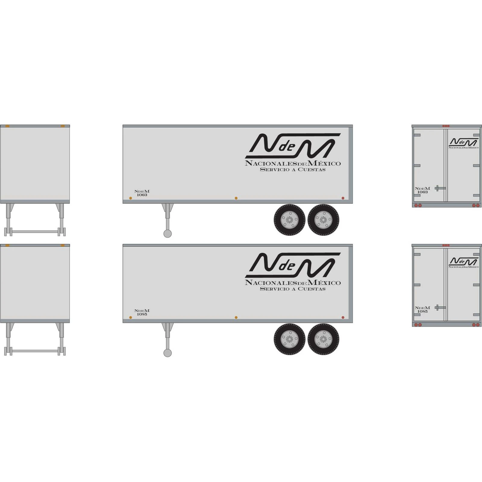 Athearn HO 25' Trailers, NdeM #1063, #1085 (2)